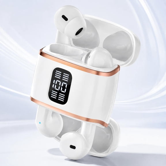 J40 Dual Wireless Headset for Couples, TWS Bluetooth Earphones, Mini Fashion Earbuds with Charging Case, LED Power Display, HiFi Deep Bass Stereo Sound (white)
