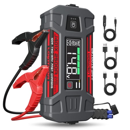 LOKITHOR J401X Car Jump Starter 2500A Peak -40°F Auto-Heating for 8.5L Gas/6.5L Diesel, 100W Fast Charge, 20000mAh Power Bank,IP65,LED, 12V Jump Box