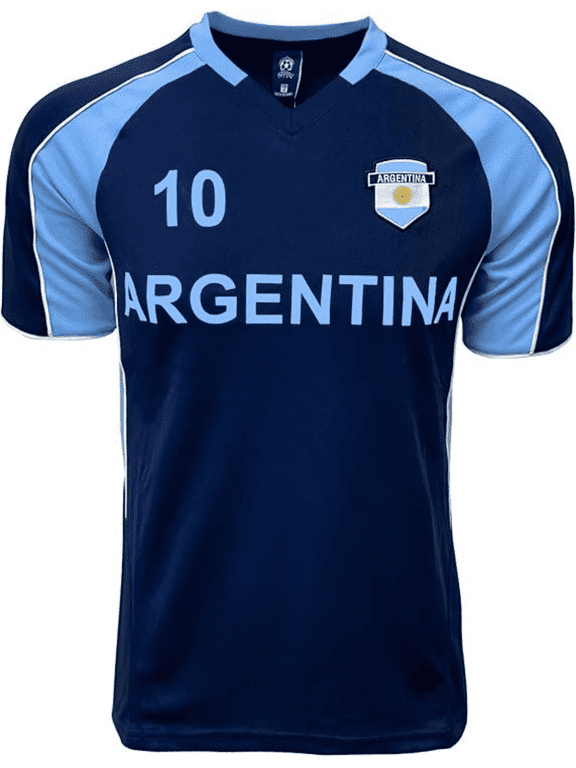 J4K Argentina Flag Soccer Jersey #10, Polyester, Blue, YS-XXL, 1-Pack