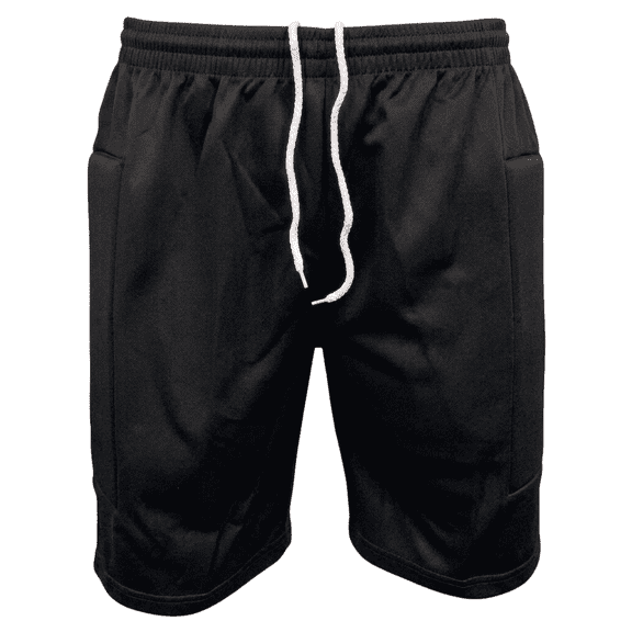 J4K Inc Adult Padded Soccer Goalkeeper Shorts – Impact‑Resistant Hip Padding, Elastic Drawstring Waist, Black (Adult Large)