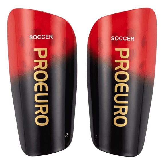 J4K Inc Youth Soccer Shin Guards with Sleeve, Dual Strap Closure, Small, Red