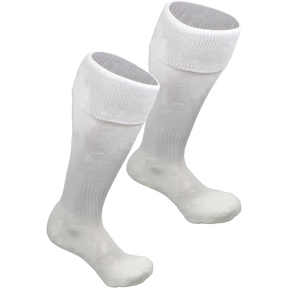 J4K Inc Soccer Socks – Moisture‑Wicking Knee‑High Athletic Fit, Youth (Shoe Size 3–7), 3‑Pack, White