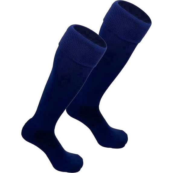 J4K Inc Soccer Socks – Moisture‑Wicking Knee‑High Athletic Fit, Youth (Shoe Size 3–7), 3‑Pack, Navy Blue