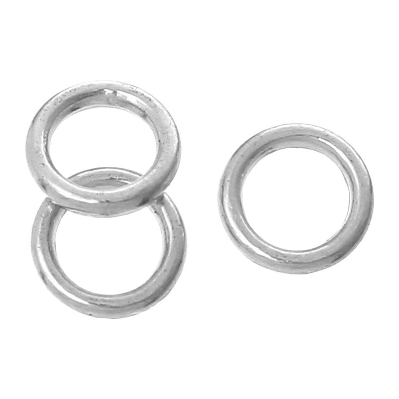 J705B - 1000 pcs Silver Tone Soldered Closed Jump Rings - 6mm - 18 Gauge (1.2mm Thick)