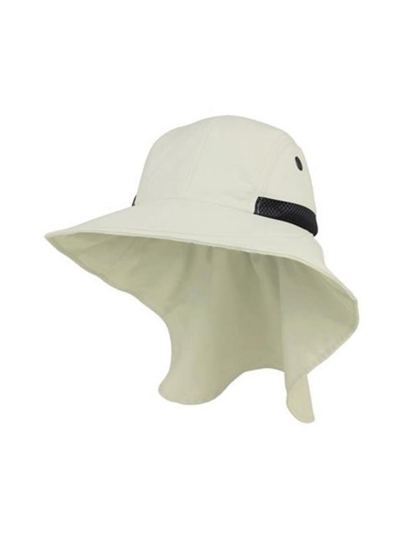J7213B Ladies Nylon Wide Brim Flap Cap, Stone