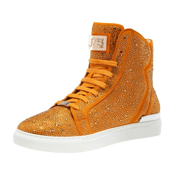 J75 by Jump Sestos Persimmon Textile Upper Light Weight Stylish Lace-up Matching Rhinestone Jewels High-top Fashion Sneakers Walking Sneakers for Men 12