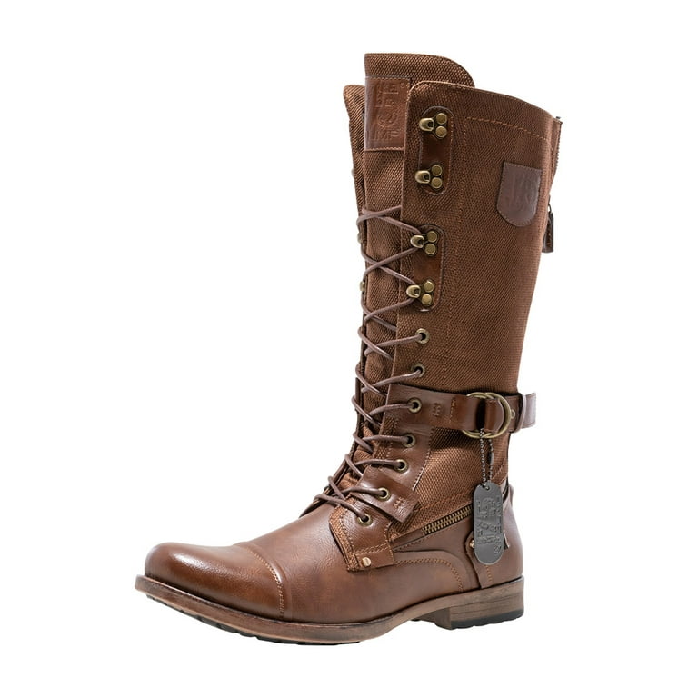 J75 by Jump Decoy Stylish Knee Hight Cap toe Lace up Inside Zipper Combat Tactical Army Military Boots for Men