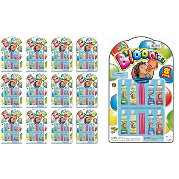 JA-RU Bloonies Magic Plastic Bubbles Variety (12 Pack/96 tubes) Kids Party Favor, Easter Toys. W-774-12p