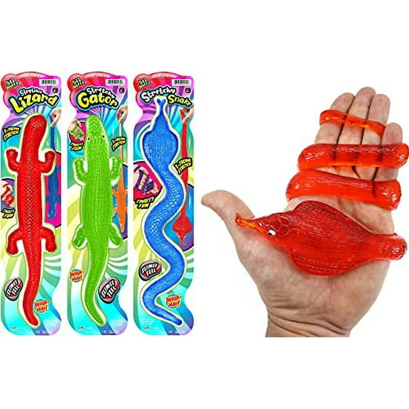JA-RU Giant Snake, Crocodile & Lizard Sticky Toy (3 Pack+Sticker) Party favors for Kids | WM-430-3