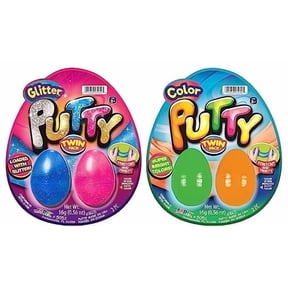 JA-RU Glow in The Dark Glitter Putty Set (2 Pack) Stress Relief Slime Party Favor for Kids. W-5052-2