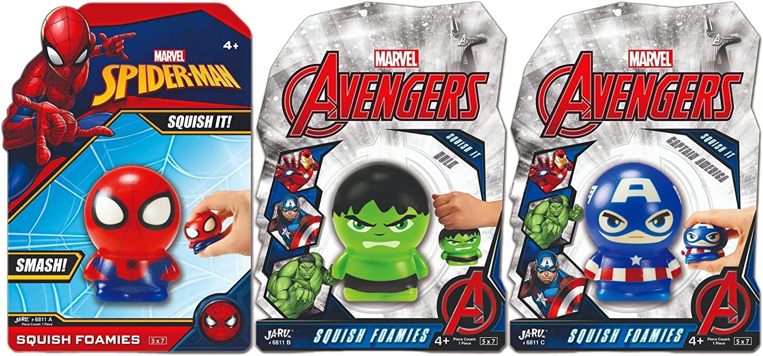 JA-RU Marvel Avengers Foam Balls (3 Toys) Super Heroes Hulk, Captain America \u0026 Spiderman. W-6811-3