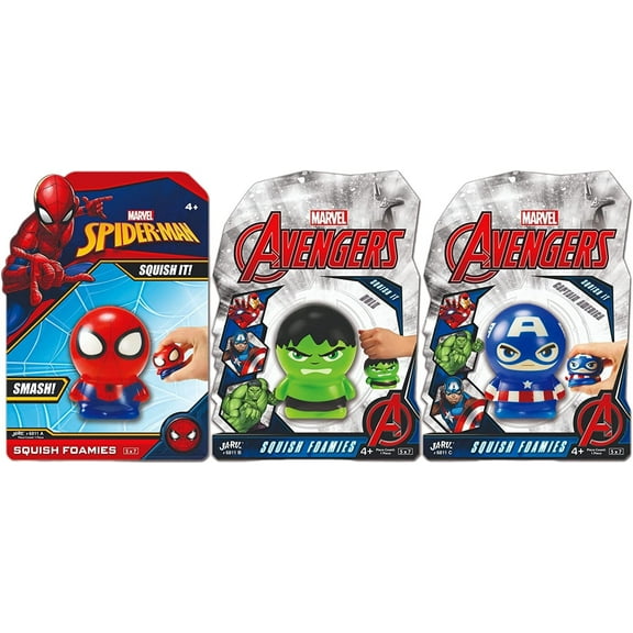 JA-RU Marvel Avengers Foam Balls (3 Toys) Super Heroes Hulk, Captain America & Spiderman. W-6811-3
