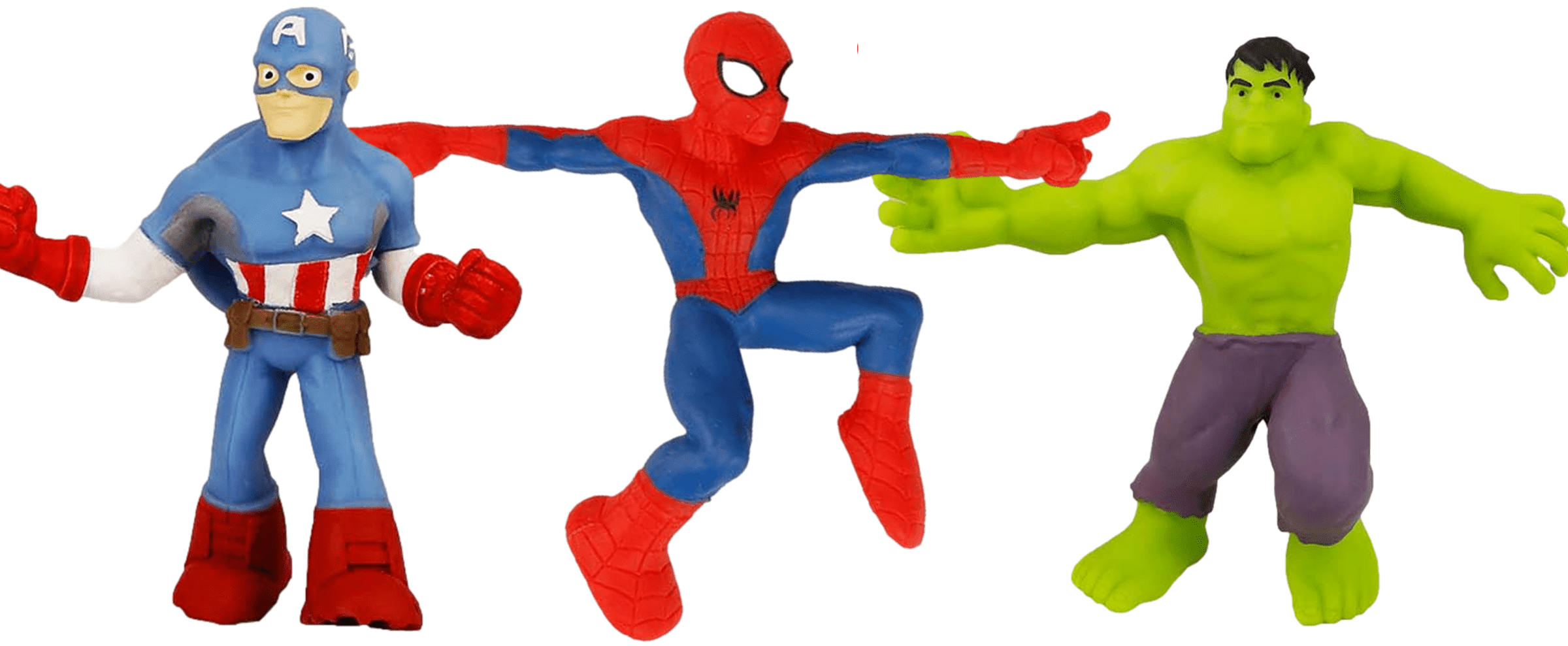 JA-RU Marvel Avengers Stretchy Toys Superheroes Hulk, Captain America & Spiderman (3 Units Assorted) Squish & Pull Toys for Kids Age 3+ | W-DEF-6900-3