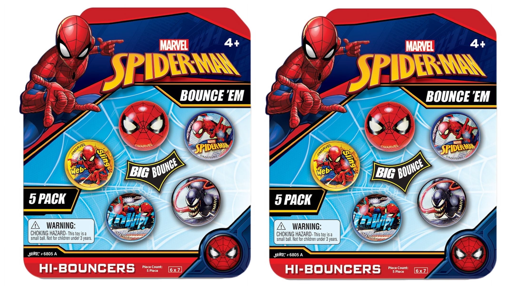JA-RU Marvel Spiderman Bouncy Superballs, Super Hi Bounce Fidget