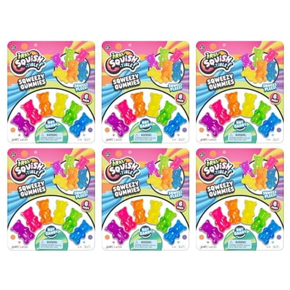 JA-RU Mini Gummi Bears Pencil Toppers Squishy Toys 6 Pack. W-4530-6