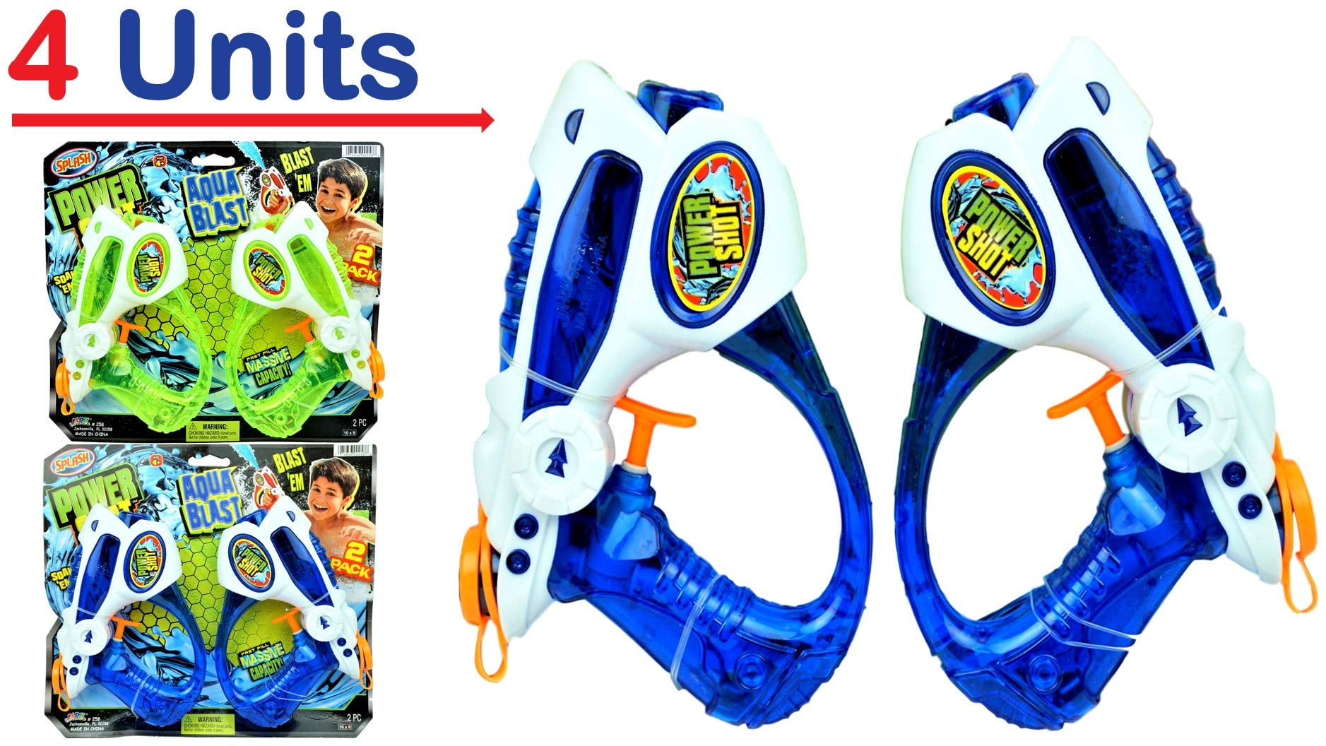 JA-RU Power Shot Water Gun (4 Guns) Aqua Blast | Item #258-2 - Walmart.com