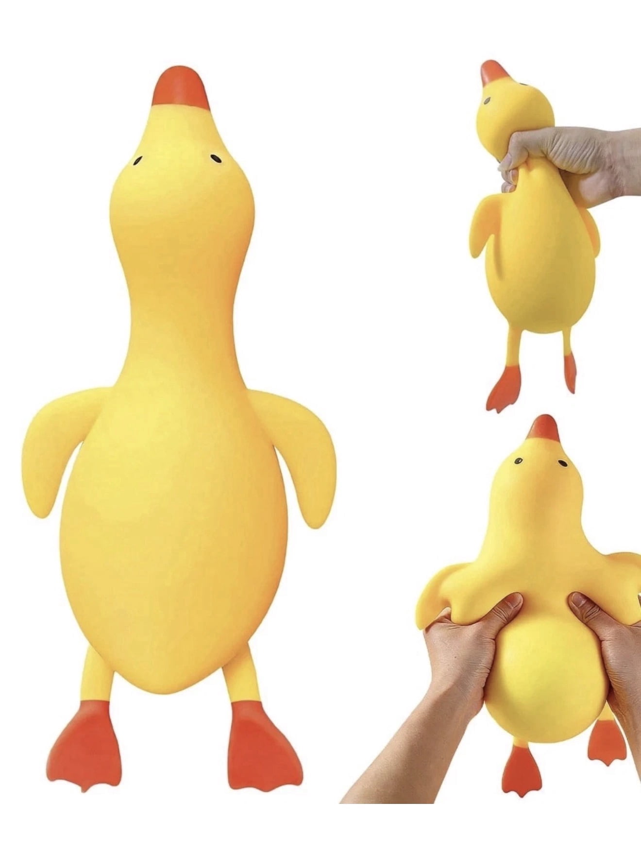 JA -RU RUBBER YELLOW DUCK SQUISHY SQUSH MASSAGE BALL STRESS RELIEF BALL - ONE PIECE