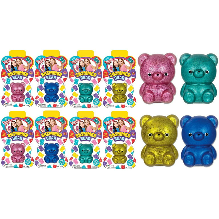 JA-RU Big Gummy Bear Toy (8 Mochi Squishy Bears) Jumbo Glitter Squishy Toys  for Kids. Stress Relief Slow Rising Squishy Squeeze Toys. Treasure Box for