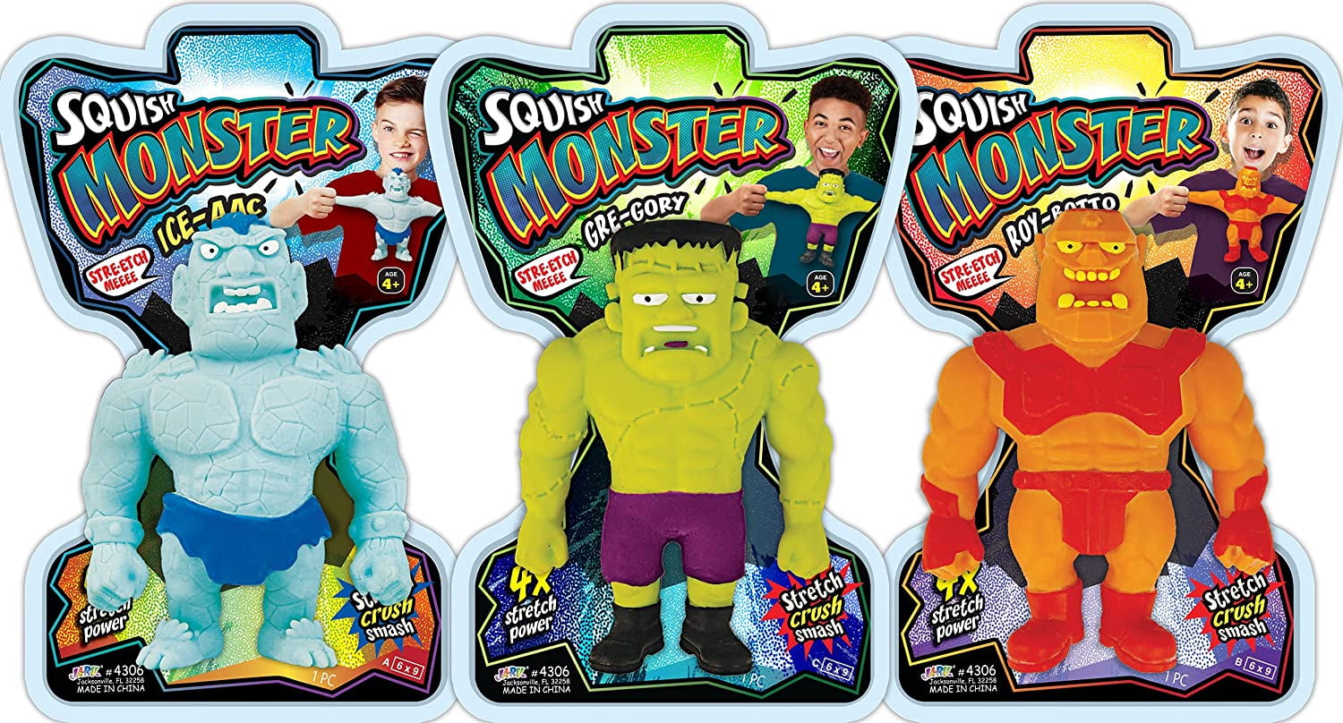 JARU Squishy Monster 6 Inch Plus Sticker (3 Stretchy Toys Assorted