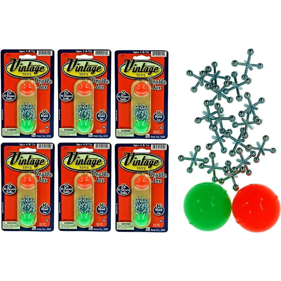 JA-RU Vintage Metal Jacks Game Set (6 Packs + Sticker) Party Favors Mini Jax Toy for Kids. W-950-6
