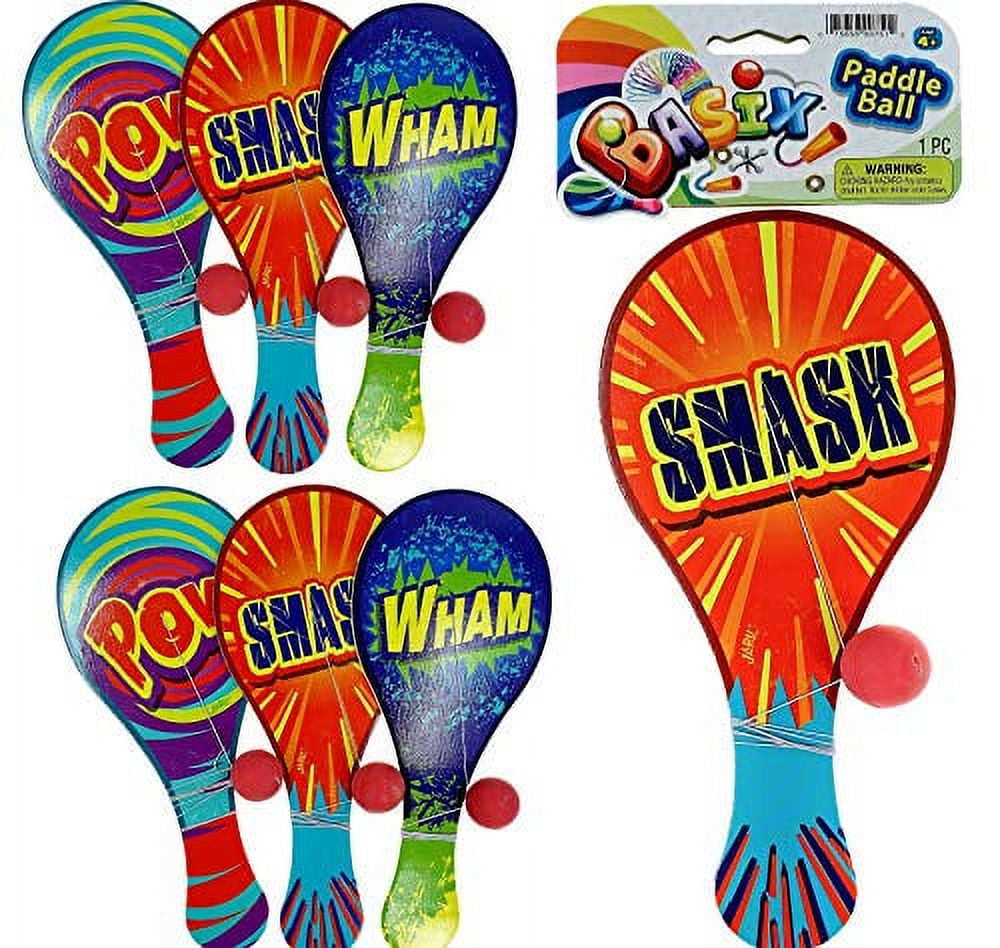 JARU Wood Paddle Ball with String 6 Packs Real Quality Paddle Balls