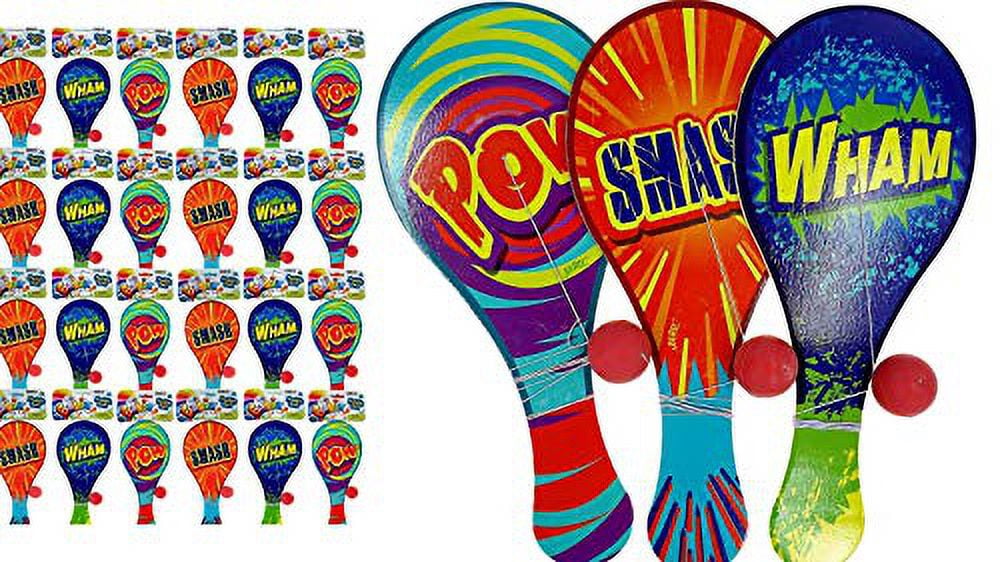 Java Ball With Pad JA-RU Wood Paddle Ball with String (24 Pack) Outdoor Classic Game Toys ...