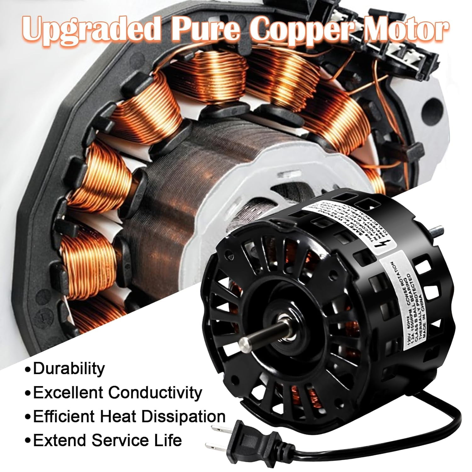 Broan Fan Motor 3.3 Inch Vent Fan Motor Replacement For Nutone/Broan - 120V  1550 RPM Direct Fit Nutone Broan Bathroom Fan Replacement Motor, image size:1500x1500