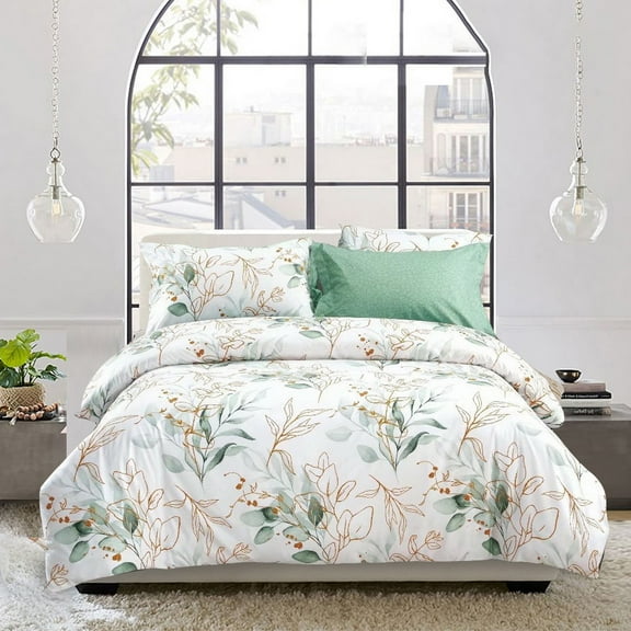 JAAE 3 Piece Bedding Duvet Cover Set Microfiber with Zipper Closure, Ties - Modern Style King