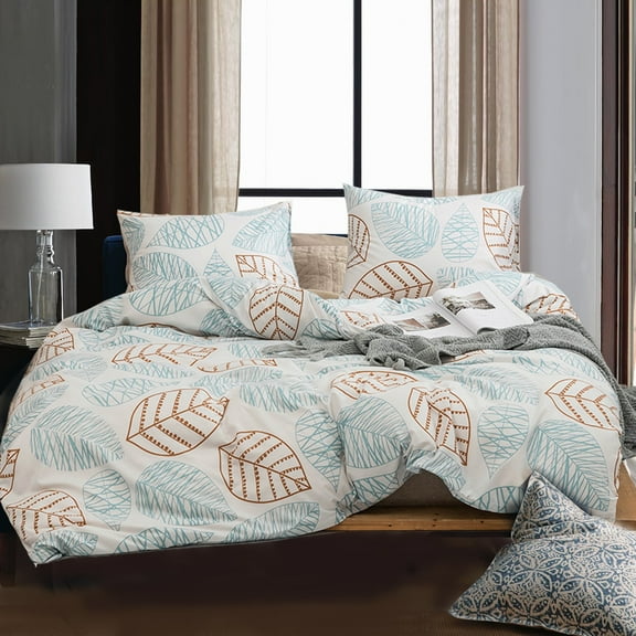 JAAE 3 Piece Bedding Duvet Cover Set Microfiber with Zipper Closure, Ties - Modern Style King