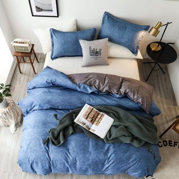 JAAE 3 Piece Bedding Duvet Cover Set Microfiber with Zipper Closure, Ties - Modern Style King