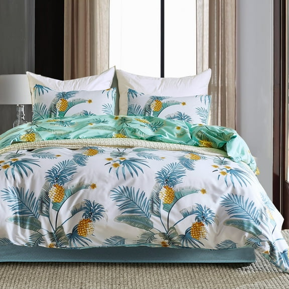 JAAE 3 Piece Bedding Duvet Cover Set Microfiber with Zipper Closure, Ties - Modern Style Queen