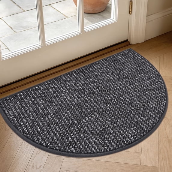 JAATOP 17"x 30" Doormat, Non-Slip Absorbent Welcome Mat, Dirt Trapper Indoor Entryway Rug, Machine Washable, Dark Gray