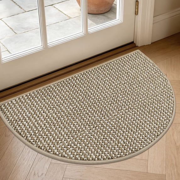 JAATOP 17"x 30" Doormat, Non-Slip Absorbent Welcome Mat, Dirt Trapper Indoor Entryway Rug, Machine Washable, Light Beige
