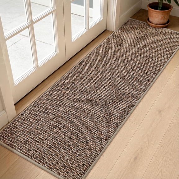 JAATOP 2' x 6' Runner Rug, Non Slip Entryway Rug with TPR Backing, Low Profile Runner Mat for Kitchen, Bedroom, Beige