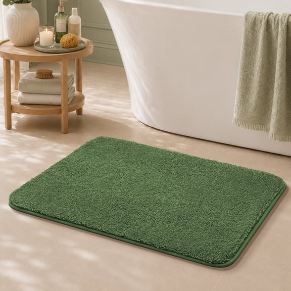 JAATOP 20" x 32" Bathroom Rug, Soft Absorbent Bath Mat with Non-Slip TPR Backing, Machine Washable, Green