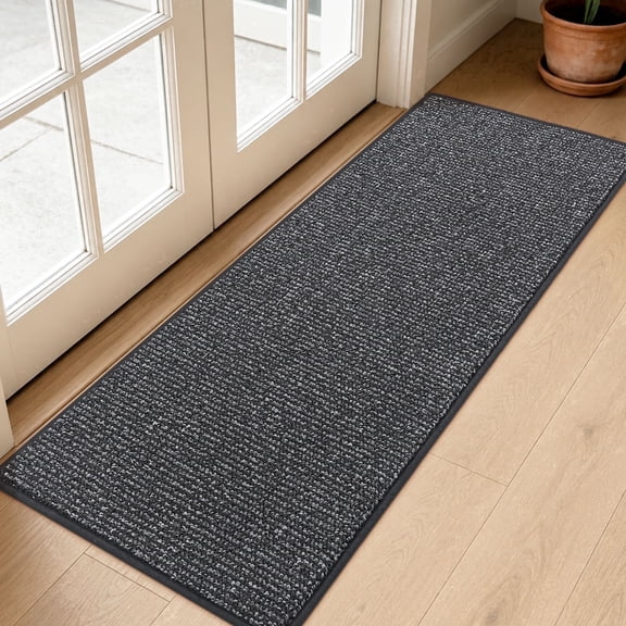 JAATOP 2' x 5' Runner Rug, Non Slip Entryway Rug with TPR Backing, Low Profile Runner Mat for Kitchen, Bedroom, Dark Gray
