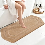 JAATOP 24"x48" Ultra Thick Bathroom Rug, Extra Soft Absorbent Sculpted Bath Mat, Non-Slip TPR Backing, Machine Washable, Beige