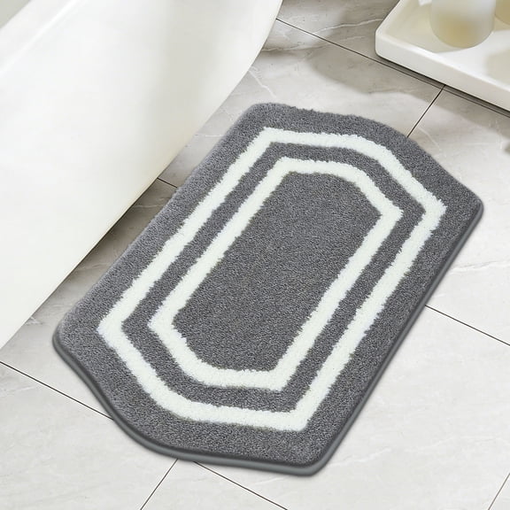 JAATOP Bathroom Rugs 17"x 27", Non-Slip TPR Backing Bath Mats Rugs for Bathroom Floor , Soft Shag Machine Washable Shower Bath Mat for Bathroom Decor, Absorbent Bath Mat, Gray