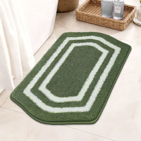 JAATOP 17" x 27 " Bathroom Rug, Non-Slip TPR Backing, Machine Washable Bath Mat for Bathroom, Green