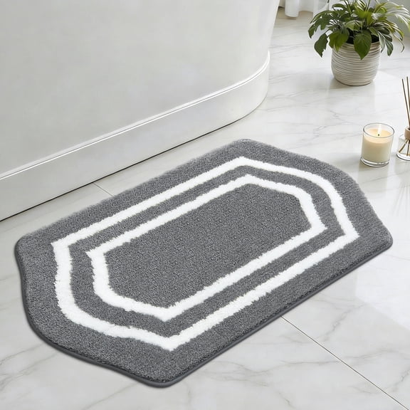 JAATOP Bathroom Rug, 20" x 32 ", Non-Slip TPR Backing, Machine Washable Bathmat, Absorbent, Gray