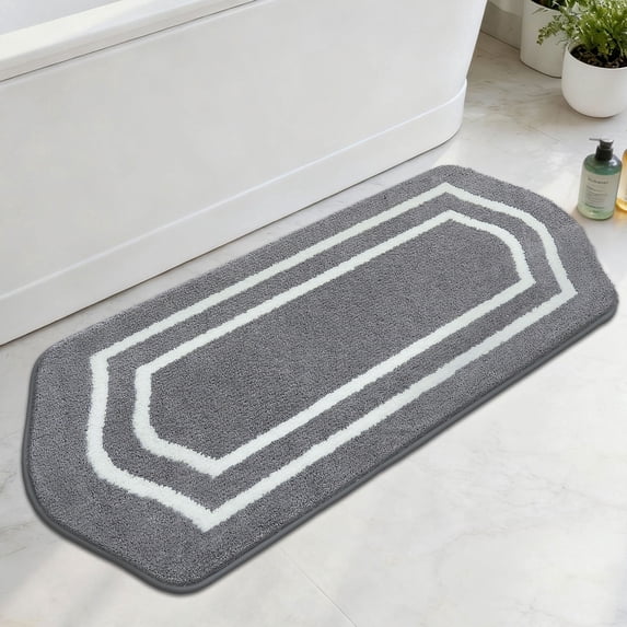 JAATOP Bathroom Rugs 24"x 48", Non-Slip TPR Backing Bath Mats Rugs for Bathroom Floor , Machine Washable Mat, Gray