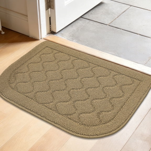 JAATOP 17"x 27" Indoor Dirt Trapper Door Mats , Non-Slip Floor Mat for Front Door, Machine Washable Entry Rugs, PP, Beige