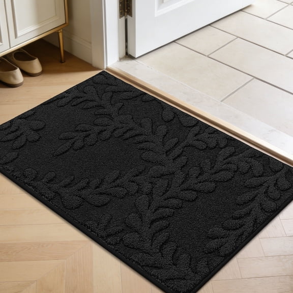 JAATOP Doormat Indoor 20"x 32", Dirt Trapper Entryway Rugs, Washable Welcome Mat for Inside, Entryway Rug Floor Mats Machine Washable, Black