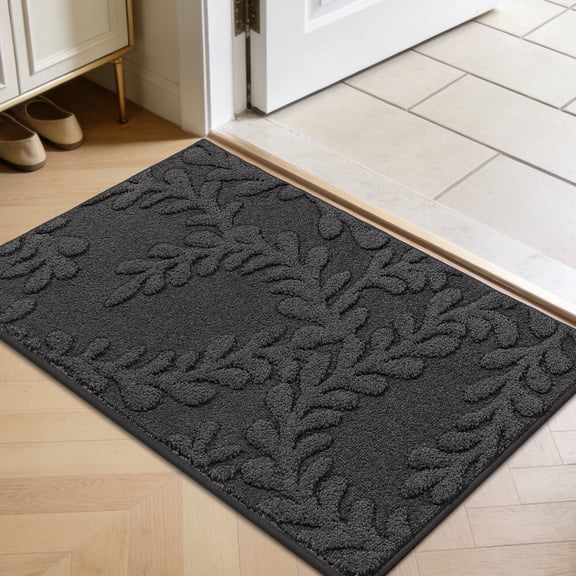 JAATOP Doormat Indoor 20"x 32", Dirt Trapper Entryway Rugs, Washable Welcome Mat for Inside, Entryway Rug Floor Mats Machine Washable, Dark Gray