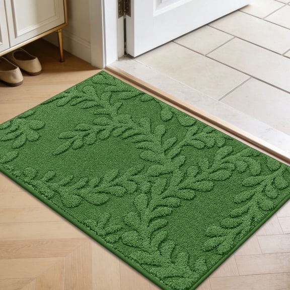 JAATOP Doormat Indoor 20"x 32", Dirt Trapper Entryway Rugs, Washable Welcome Mat for Inside, Entryway Rug Floor Mats Machine Washable,Green