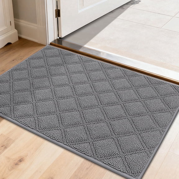 JAATOP Doormat Indoor 20"x 32", Non Slip Entryway Rugs Washable Welcome Mat for Inside, Front Door Mat for Entrance, Dirt Trapper, Gray
