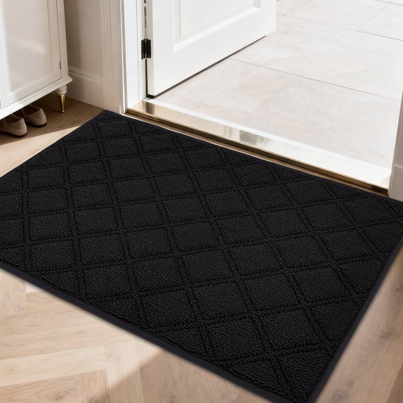 JAATOP Doormat Indoor 24"x 36", Non Slip Entryway Rugs Washable Welcome Mat for Inside, Dirt Trapper, Black