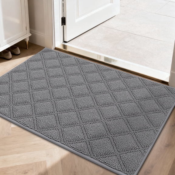 JAATOP Doormat Indoor 24"x 36", Non Slip Entryway Rugs Washable Welcome Mat for Inside, Dirt Trapper, Gray