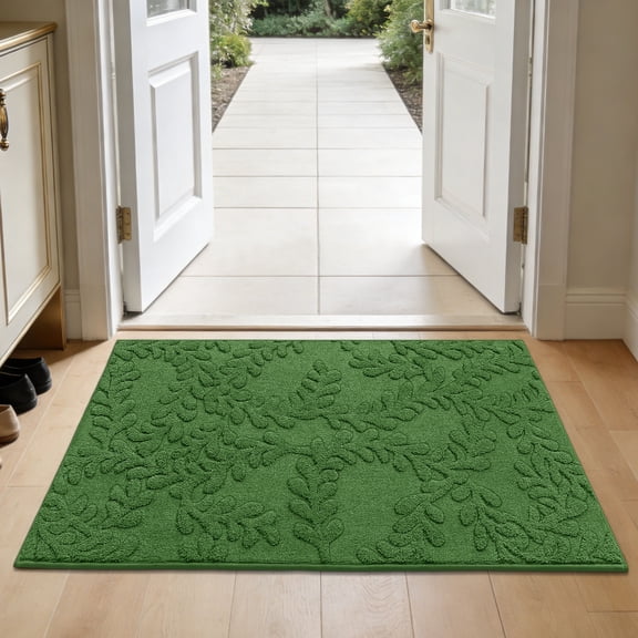 JAATOP Doormat Indoor 32"x 48", Dirt Trapper Entryway Rugs, Washable Welcome Mat for Inside, Entryway Rug Floor Mats Machine Washable, Green