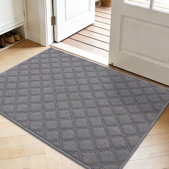 JAATOP Doormat Indoor 32"x 48", Non Slip Entryway Rugs Washable Welcome Mat for Inside, Front Door Mat for Entrance, Dirt Trapper, Gray